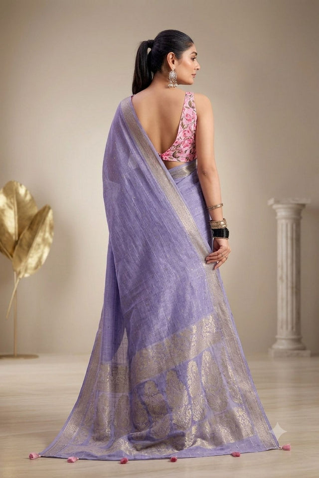 Lavender Woven Chiffon Saree (ACB1388)