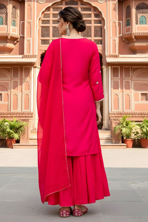 Pink Floral Embroidered Silk Sharara Suit (ACB1408)