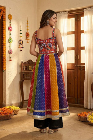 Multi Color Embroidered with Mirror Work Georgette Anarkali Kurti (ACB1440)