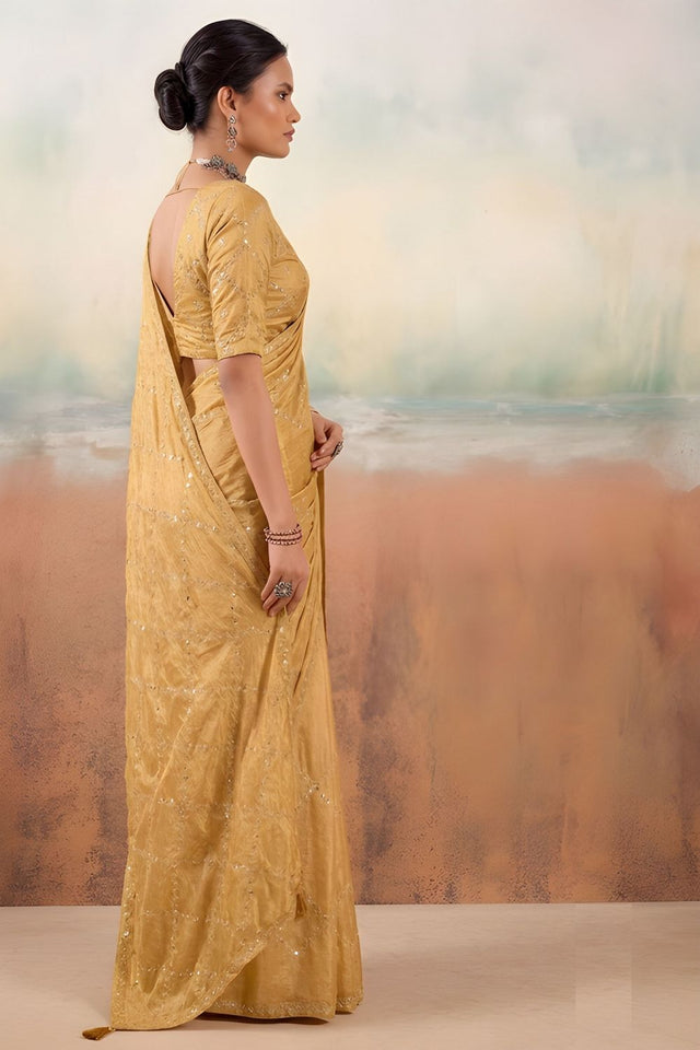 Gold Embroidered Chiffon Saree (ACB1448)