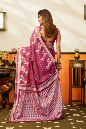 Maroon Woven Cotton Saree (ACB1459)