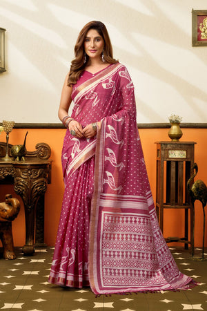 Maroon Woven Cotton Saree (ACB1459)