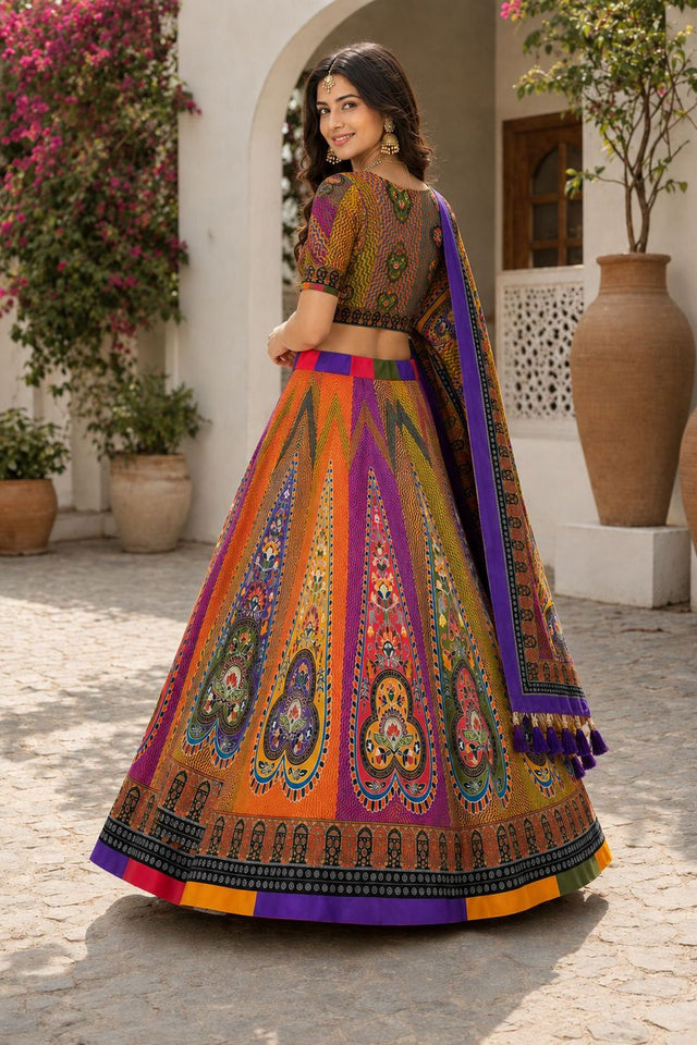 Multi Color Printed Cotton Blend Lehenga (ACB1466)