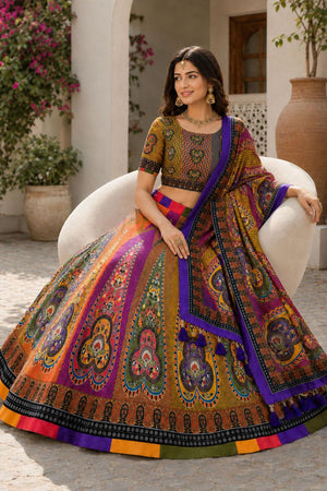 Multi Color Printed Cotton Blend Lehenga (ACB1466)