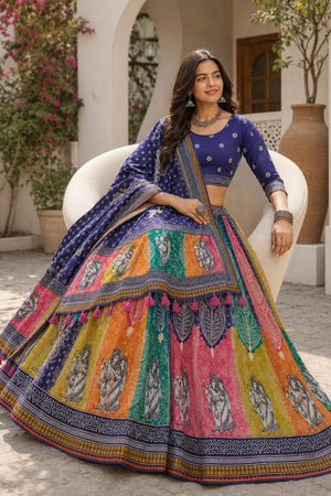 Multi Color Printed Cotton Blend Lehenga (ACB1467)