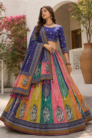 Multi Color Printed Cotton Blend Lehenga (ACB1467)