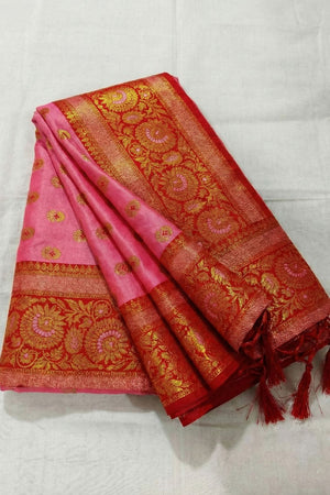 Pink Zari Woven Silk Saree (ACB1506)