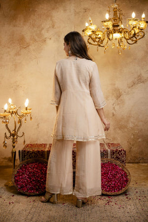 Brown Sequin with Embroidered Chanderi Palazzo Suit (ACB1508)