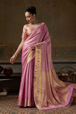 Pink Zari Woven Kanjivaram Silk Saree (ACB1533)
