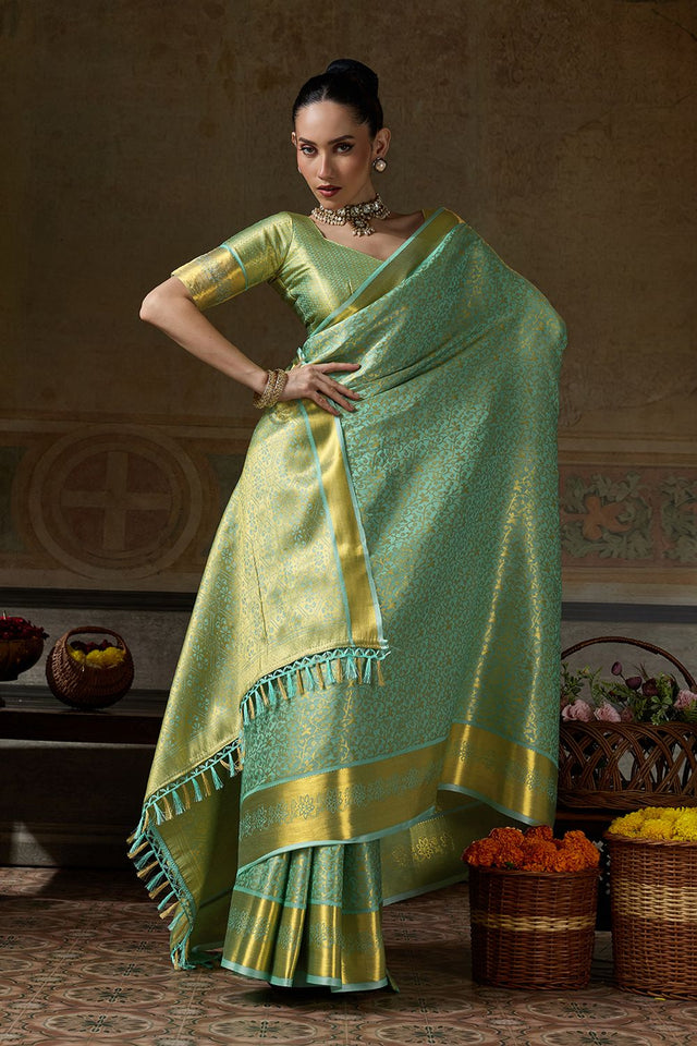 Green Zari Woven Kanjivaram Silk Saree (ACB1534)