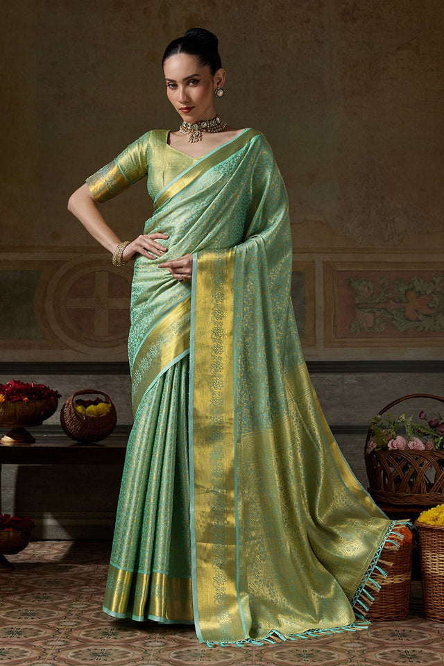 Green Zari Woven Kanjivaram Silk Saree (ACB1534)