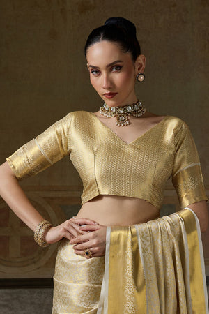 Beige Zari Woven Kanjivaram Silk Saree (ACB1535)