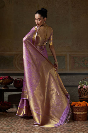 Lavender Zari Woven Kanjivaram Silk Saree (ACB1536)