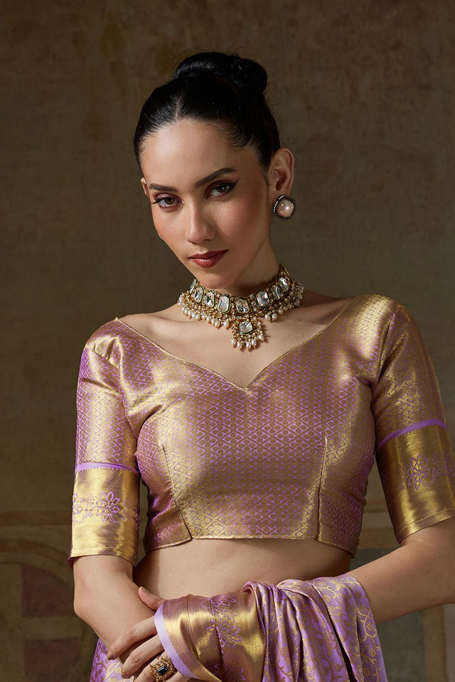 Lavender Zari Woven Kanjivaram Silk Saree (ACB1536)