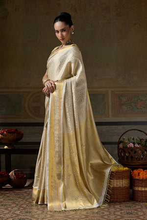 Cream Zari Woven Kanjivaram Silk Saree (ACB1537)