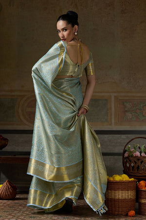 Blue Zari Woven Kanjivaram Silk Saree (ACB1538)