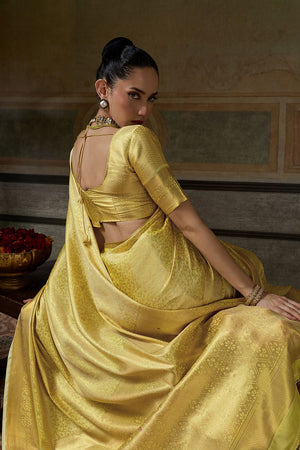 Yellow Zari Woven Kanjivaram Silk Saree (ACB1539)