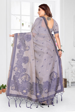 Lavender Woven Cotton Saree (ACB1541)