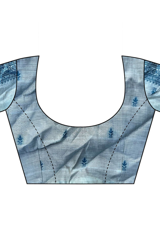 Sea-Green Woven Cotton Saree (ACB1551)