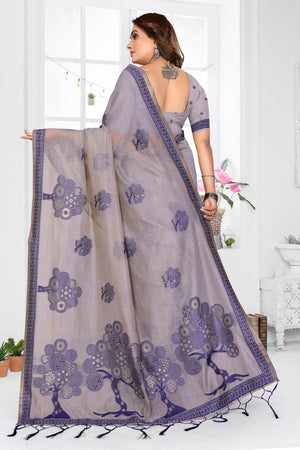 Grey Woven Cotton Saree (ACB1568)