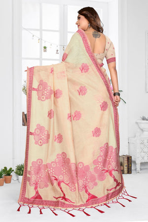 Cream Woven Cotton Saree (ACB1569)