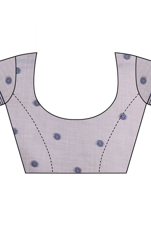 Grey Floral Woven Cotton Saree (ACB1596)