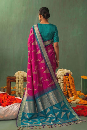 Pink Woven Silk Saree (ACB1646)