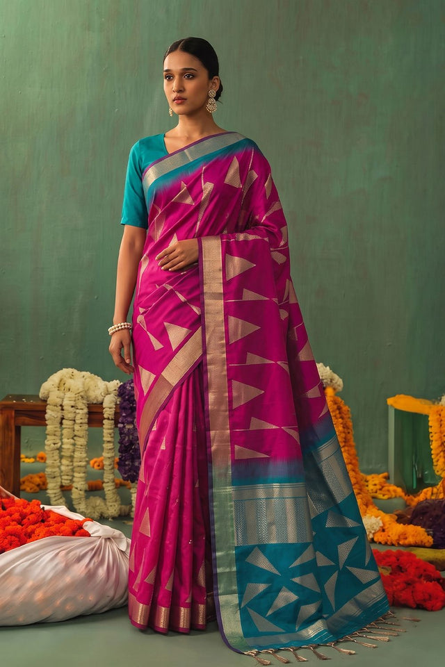 Pink Woven Silk Saree (ACB1646)