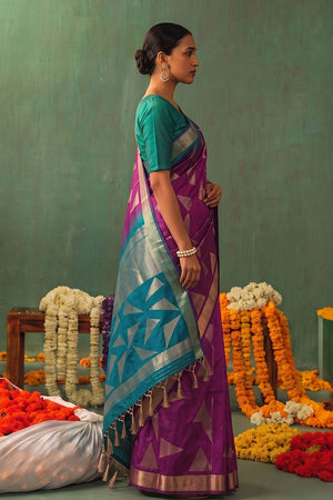 Wine Woven Silk Saree (ACB1649)