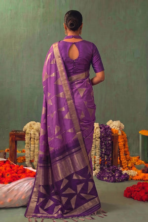 Purple Woven Silk Saree (ACB1651)