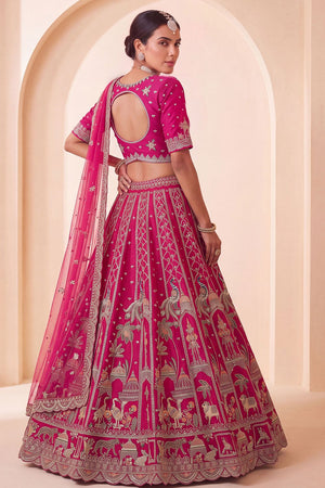Pink Heavy Embroidered Silk Lehenga (ACB1673)