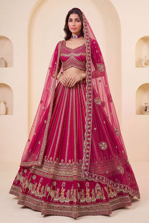 Pink Heavy Embroidered Silk Lehenga (ACB1678)