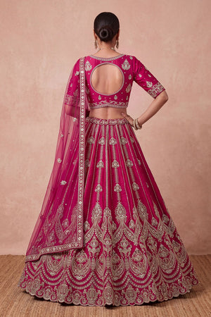 Pink Heavy Embroidered Silk Lehenga (ACB1680)