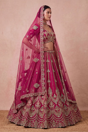 Pink Heavy Embroidered Silk Lehenga (ACB1680)