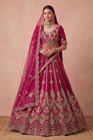 Pink Heavy Embroidered Silk Lehenga (ACB1680)
