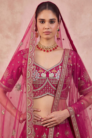 Pink Heavy Embroidered Silk Lehenga (ACB1682)
