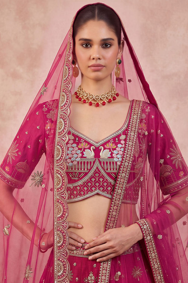 Pink Heavy Embroidered Silk Lehenga (ACB1682)