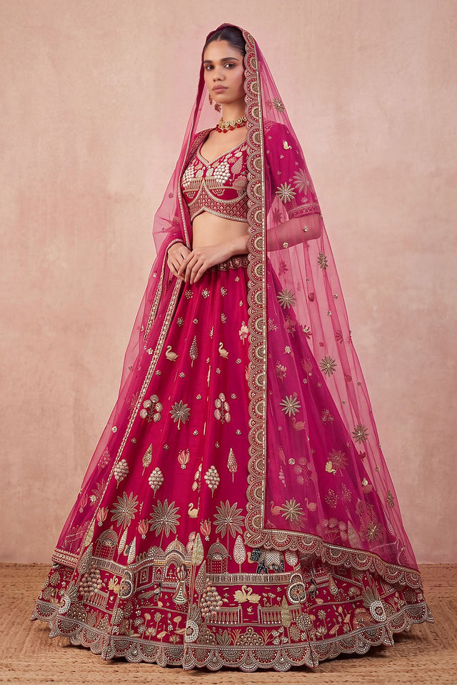 Pink Heavy Embroidered Silk Lehenga (ACB1682)
