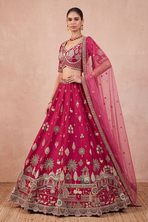 Pink Heavy Embroidered Silk Lehenga (ACB1682)