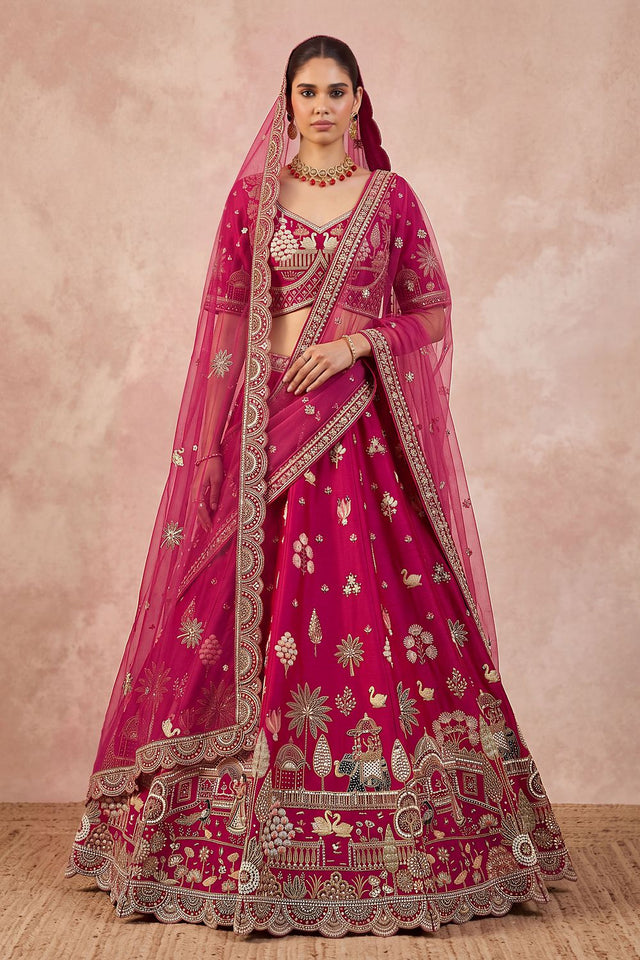 Pink Heavy Embroidered Silk Lehenga (ACB1682)
