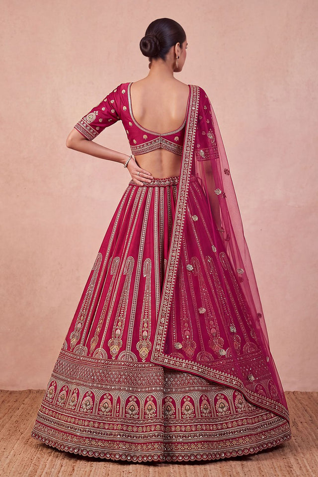 Pink Heavy Embroidered Silk Lehenga (ACB1683)