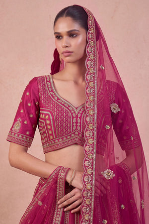 Pink Heavy Embroidered Silk Lehenga (ACB1683)
