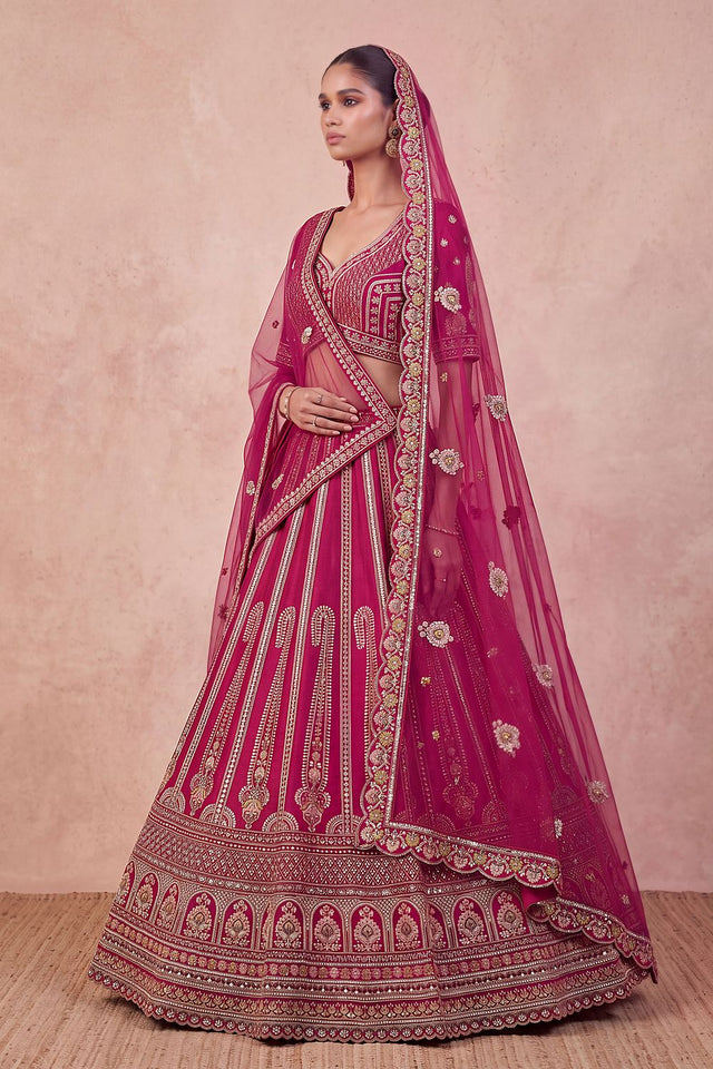 Pink Heavy Embroidered Silk Lehenga (ACB1683)