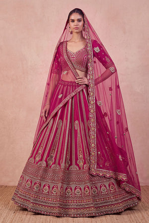 Pink Heavy Embroidered Silk Lehenga (ACB1683)
