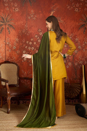 Mustard Embroidered Silk Straight Cut Suit (ACB1712)