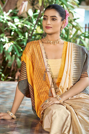 Multi Color Woven Silk Saree (ACB1744)