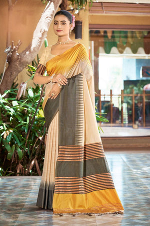 Multi Color Woven Silk Saree (ACB1744)