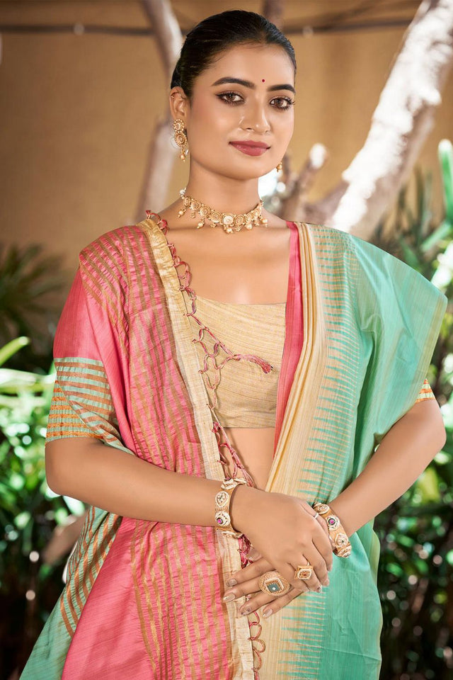 Multi Color Woven Silk Saree (ACB1746)
