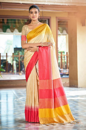 Multi Color Woven Silk Saree (ACB1747)