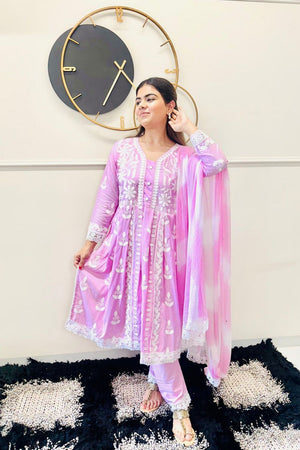 Pink Chikankari Rayon Straight Cut Suit (ACB1749)
